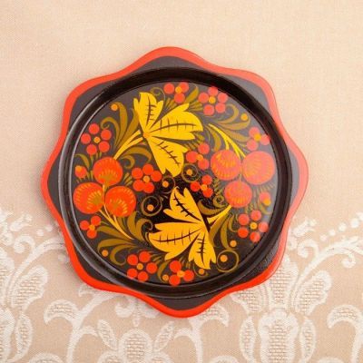 Тарелка «Земляничка», 15×0,5 см, хохлома