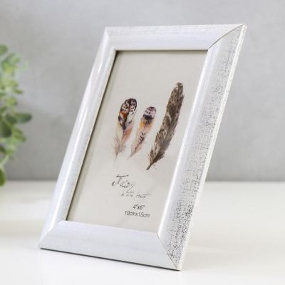 Фоторамка пластик 10х15 см "Серебряная патина на белом" 18х13 см