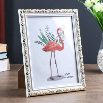 Фоторамка пластик 15х20 см "Валентайн" белая с золотым рисунком 23х18 см