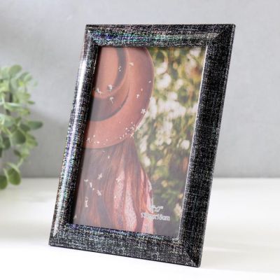 Фоторамка пластик 13х18 см "Серебряная патина на чёрном" 21х16 см