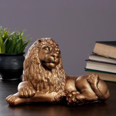 Копилка "Лев лежа малый" бронза, 28х15х18см