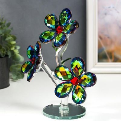 Сувенир стекло "Три ромашки" голография 18,5х7,7х17 см