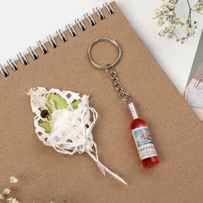 Подарочный набор «Розовое вино»: букет, брелок, 8.3 х 14.5 см