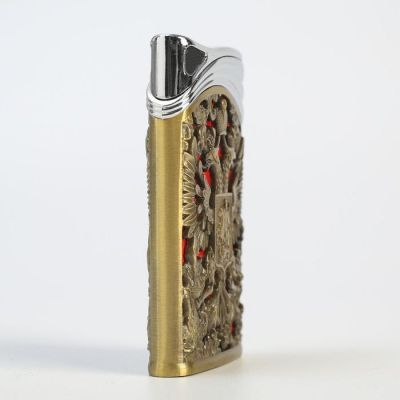 Зажигалка "Резной герб РФ", пьезо, газ, МИКС