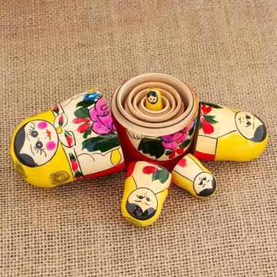 Матрёшка «Семёновская», желтый платок, 5 кукольная, 10 см, ручная работа