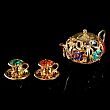 Сувенир с кристаллами Swarovski "Чайная пара с чайником" 12,2х4,5 см