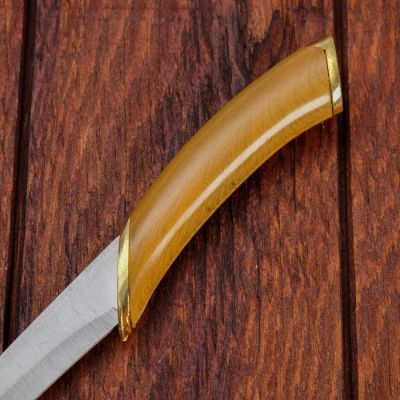 Сувенирный нож, светлое дерево с золотыми вставками 29 см