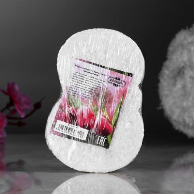 Шипучая бомбочка "С 8 марта с тюльпанами" с ароматом ванили, белая