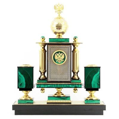 Настольный набор "Держава" камень малахит