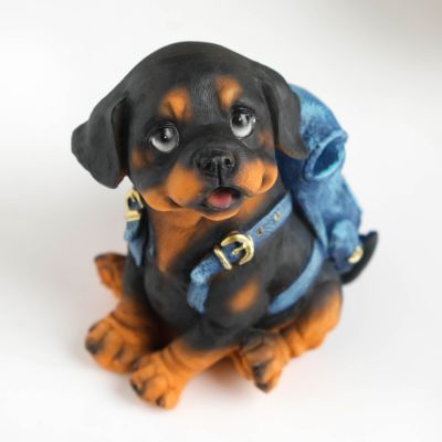 Копилка "Щенок ротвейлер с рюкзаком" 15,5 см