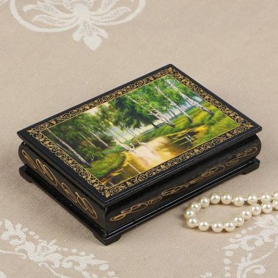 Шкатулка «Аисты в лесу», 10×14 см, лаковая миниатюра