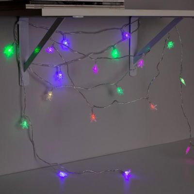 Гирлянда «Нить» 5 м с насадками «Снежинки малые», IP20, прозрачная нить, 20 LED, свечение мульти (RG/RB), мигание, 220 В