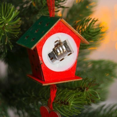 Новогодний декор с подсветкой «Домик» 6×5.5×4 см, МИКС