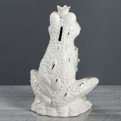 Копилка "Лягушка- царевна", глазурь, белый цвет, 25 см