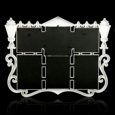 Фоторамка пластик на 6 фото 10х10, 10х15, 13х13 см "Домик с фонарями" белая 38х48,5 см