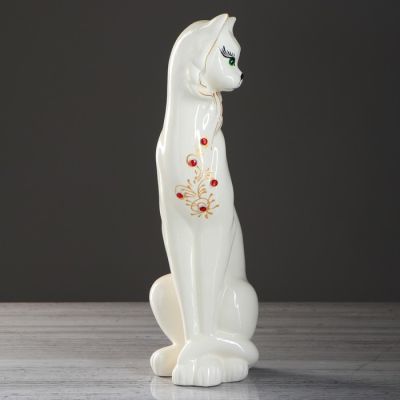 Копилка "Кошка Сиамская", глазурь, белая, 44 см