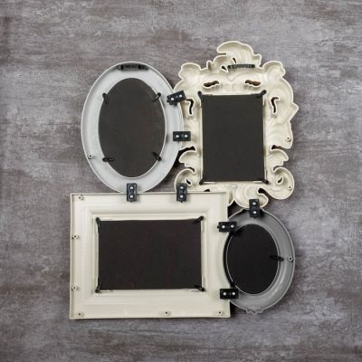 Фоторамка пластик на 4 фото 8х10, 10х10, 10х15, 13х18 см "Богема" бежево-серая 40х33 см