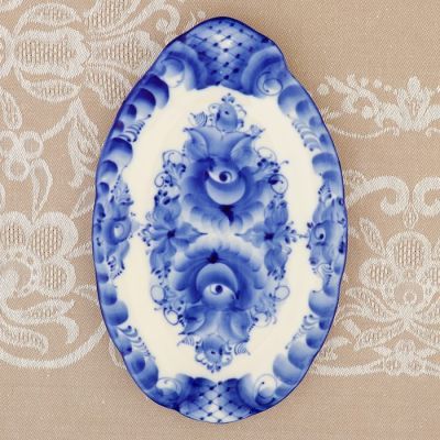 Лоток «Ажурный», гжель, фарфор, 20х13 см