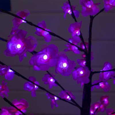 Светодиодный куст «Цветы» 1.2 м, 120 LED, постоянное свечение, 220 В, свечение розовое