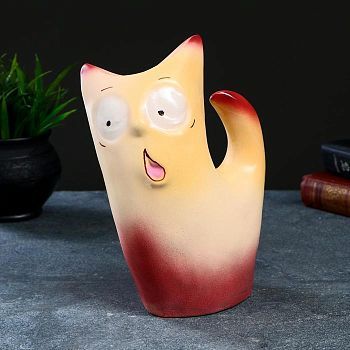 Копилка "Кот привидение" бежевый, 23х11х9см