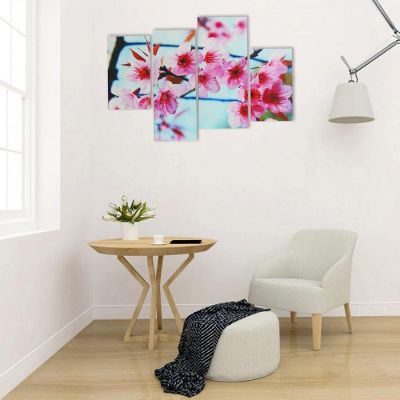 Картина модульная на подрамнике "Сакура"  2-30х45; 1-29,5х69; 1-34х69, 80*130 см