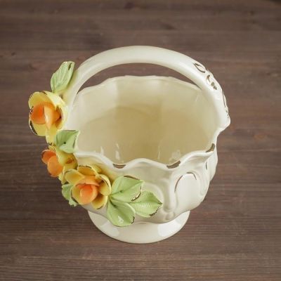 Конфетница "Корзинка с ручкой", керамика, 16 см, микс