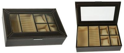 Шкатулка-кофр для хранения часов и бижутерии №2 (29 x 18 x 8 см)