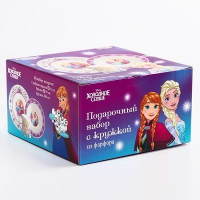 Набор посуды «Анна и Эльза», 3 предмета: тарелка Ø 16,5 см, миска Ø 14 см, кружка 200 мл, Холодное сердце