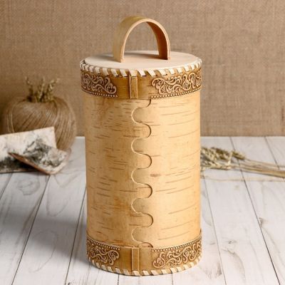 Туес «Зимний вечер», 12х20 см, береста