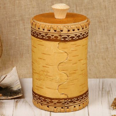 Туес для специй «Хомяк», сахар, 8х8х14 см, береста