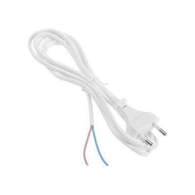 Шнур сетевой с вилкой, 2 м, ШВВП 2 х 0.5 мм2, белый