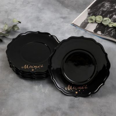 Набор тарелок «Мечтай», 20 см, чёрные, 6 шт