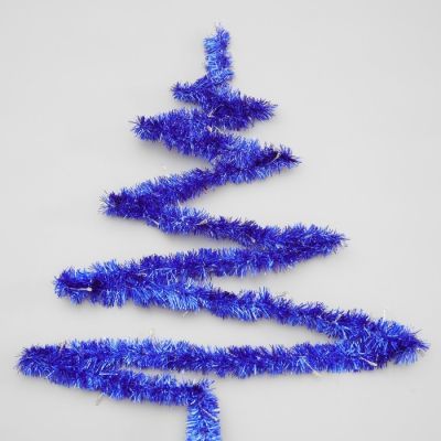 Гирлянда «Мишура» 2 м роса, IP20, синяя нить, 44 LED, 8 слоёв, d=3 см, свечение белое, ААх2