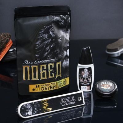 Набор "Побед", губка, крем, щетка