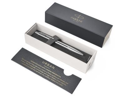 K 313 Ручка шариковая Parker Urban Premium M Silvered Powder CT синие чернила подар.кор. (арт-1931578)