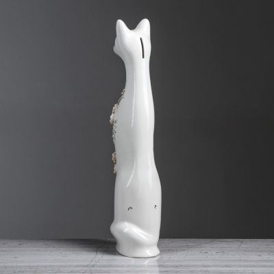 Копилка "Кот средний", покрытие глазурь, белая, 43 см, микс