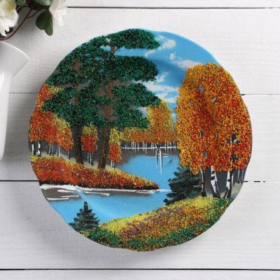 Тарелка под фарфор с каменной крошкой "Времена года"