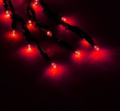 Гирлянда "Дождь" уличная (Ш:2 м, В:1,5 м, нить силикон, красный)