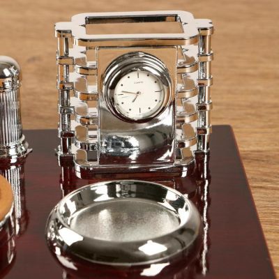 Набор настольный 4в1 (блок д/бумаг, подаст. д/печати, карандашница с часами, визитница)