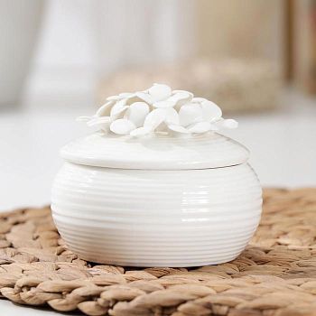 Банка для сыпучих продуктов «Цветы», 180 мл, цвет белый