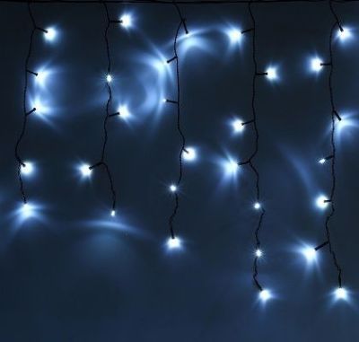 Гирлянда уличная "Бахрома" (Ш:4 м, В:0,6 м, нить темная, белый)