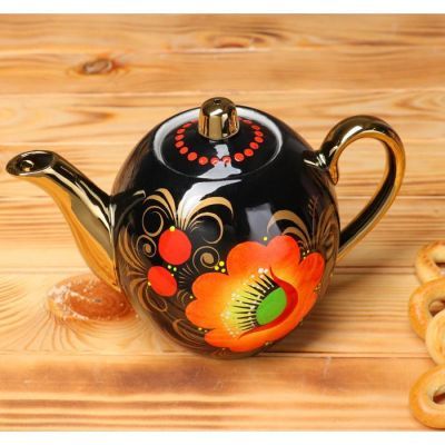 Набор «Маки», жёлудь, 3 предмета, самовар 3 л, заварочный чайник 0,7 л, поднос