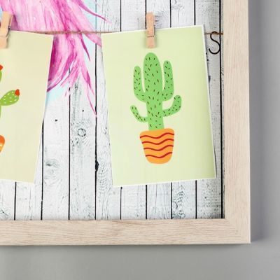 Фоторамка пластик на 5 фото 10х10; 10х15 см "Белые доски" 40х50 см