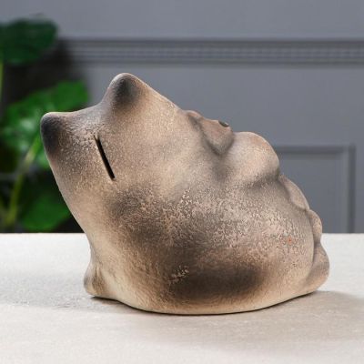 Копилка "Кот с рыбой", под шамот, 15,5 см, микс