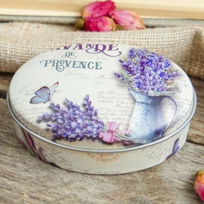 Шкатулка металл овал "Лаванда" МИКС 3х7х5 см