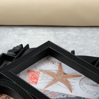 Фоторамка пластик на 3 фото 10х15, 12х12 см "Корабль" чёрная 25х40 см