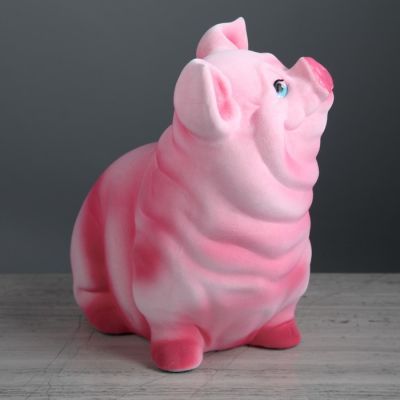 Копилка "Свинка Нюся", флок, розовый цвет, 24 см