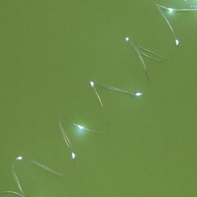 Гирлянда «Нить» 10 м роса, IP44, серебристая нить, 100 LED, свечение белое, 2 режима, солнечная батарея