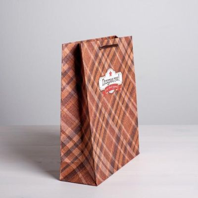 Пакет крафтовый вертикальный «Поздравляю от всей души!», ML 23 × 27 × 8 см