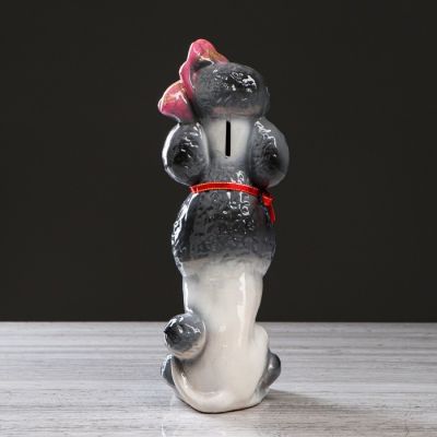 Копилка "Собака Пудель", глянец, бело-серый, микс